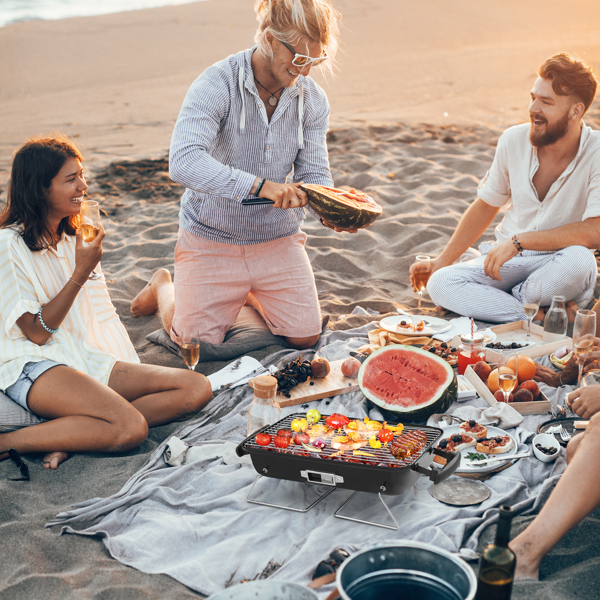 Griglia A Carbone Portatile IMounTEK Da Tavolo 2,5kg - Pieghevole Con Coperchio Per Campeggio, Picnic, Barbecue In Spiaggia