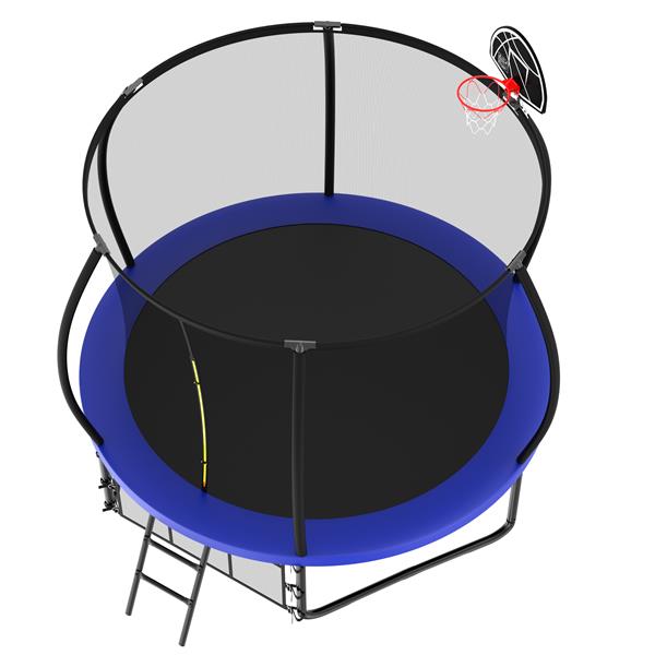10 英尺南瓜蹦床，户外蹦床，带篮球架、围栏网和梯子-4