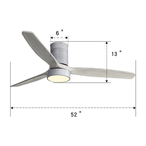 52 英寸室内嵌入式吊扇，带 3 个实木叶片，遥控可逆直流电机，带 LED 灯-8