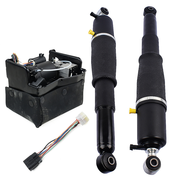 空气悬挂减震器 Pair Rear Air Suspension Shocks + Compressor Pump for Cadillac Escalade Chevrolet Avalanche Suburban 1500 Tahoe GMC Yukon 2001-2013 25979391 19300046 19299545-6