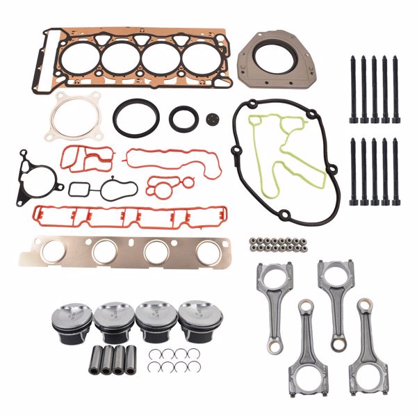 发动机大修包 21mm Pistons + Rods + Head Gaskets Kit For Audi VW 2.0T TSI EA888 CCTA CBFA CAEA 06H198401A-6