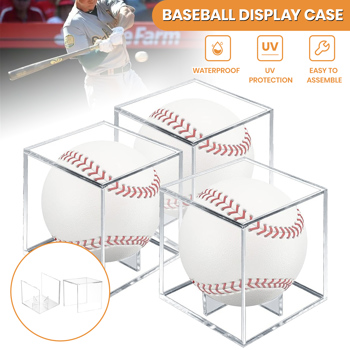 透明亚克力棒球盒支架展示有机玻璃棒球展示亚克力球盒 3个（周末不发货）