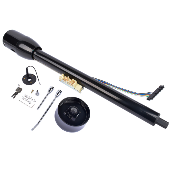 A3-汽车转向柱 Black 32" Floor Shift Tilt Manual Steering Column w/ Key & 9 Hole Wheel Adpater-3