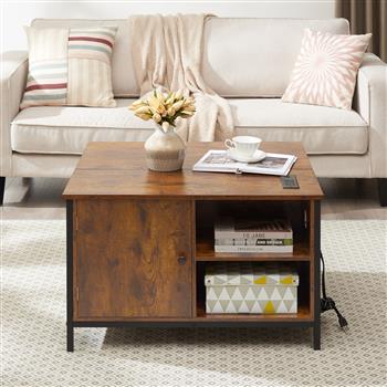 升降式咖啡桌，带隐藏隔间的多功能咖啡桌，现代升降式桌面餐桌，适用于客厅接待处/家庭办公室，质朴的棕色