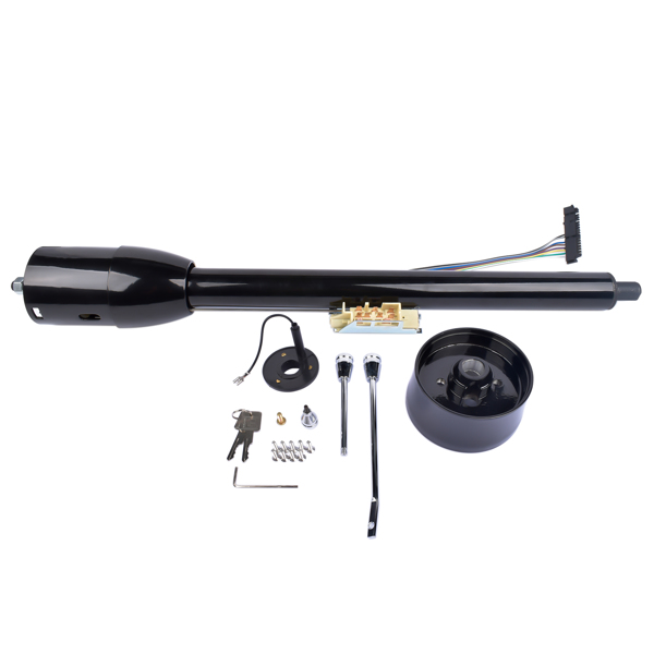 A3-汽车转向柱 30" Tilt Manual Floor Shift Steering Column with Key & 9 Bolt Adapter Black NEW-5