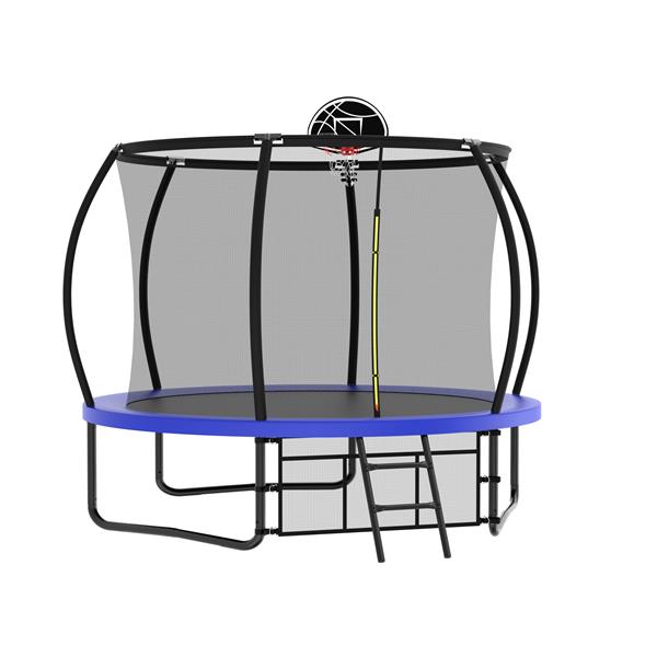 10 英尺南瓜蹦床，户外蹦床，带篮球架、围栏网和梯子-1