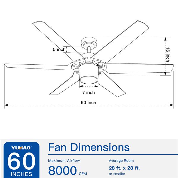 现代 60 英寸集成 LED 灯吊扇，带遥控器-4