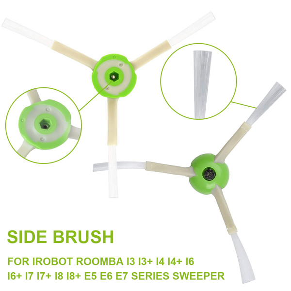 适用于：iRobot Roomba i3 i3+ i4 i4+ i6 i6+ i7 i7+ i8 i8+ E5 E6 E7系列扫地机 边刷 4pcs（配螺丝）-4