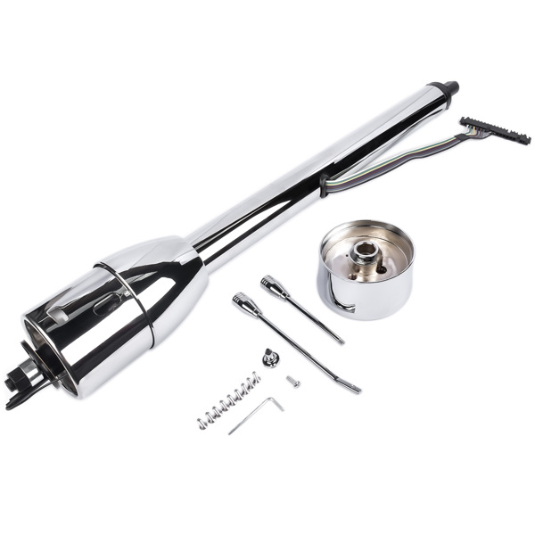 A3-汽车转向柱 30" Chrome Tilt Street Rod Floor Shift Steering Column with Wheel Adapter No Key-6