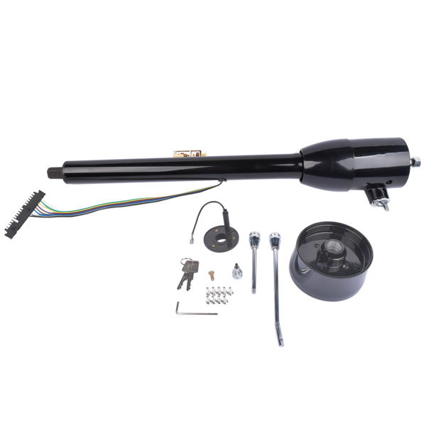 A3-汽车转向柱 28" Black Tilt Street Rod Floor Shift Steering Column w/ Wheel Adapter & Key-1