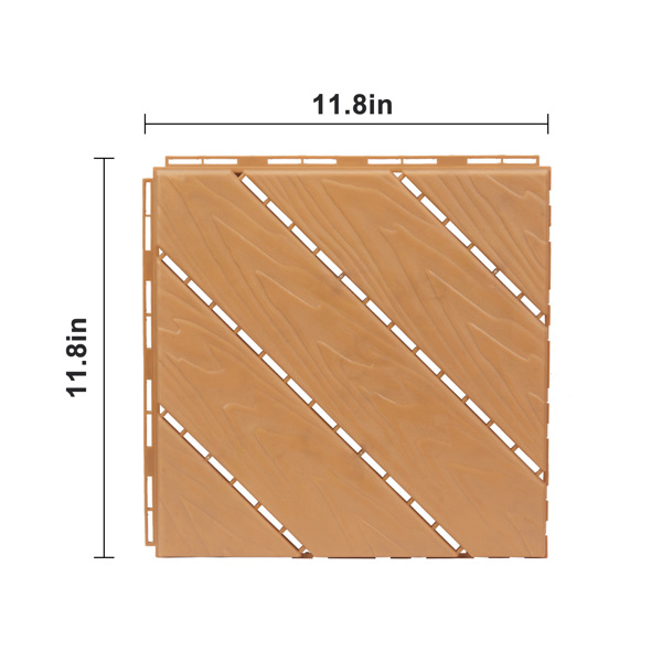 27pcs 30*30*2cm 浅棕色 PE塑料 斜纹 户外地板-2