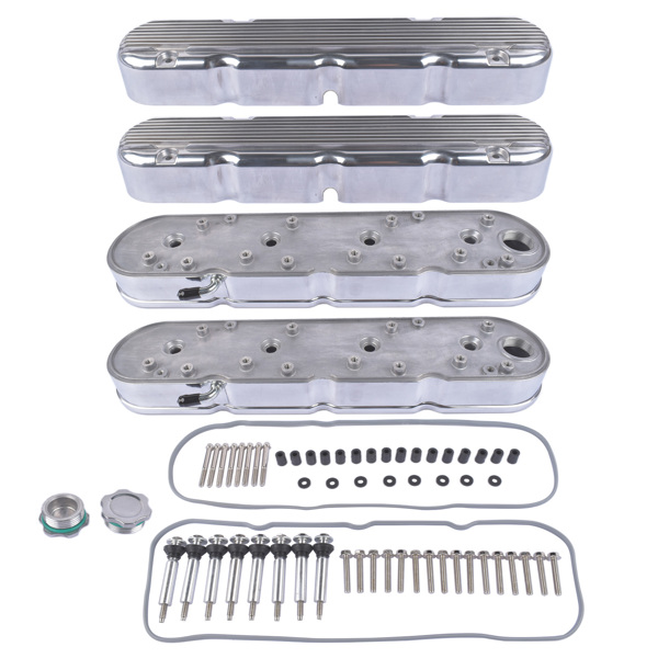 气门室盖 Aluminum Polished Valve Covers JM8082-2P for Chevy Small Block V8 GEN III/IV LS-1