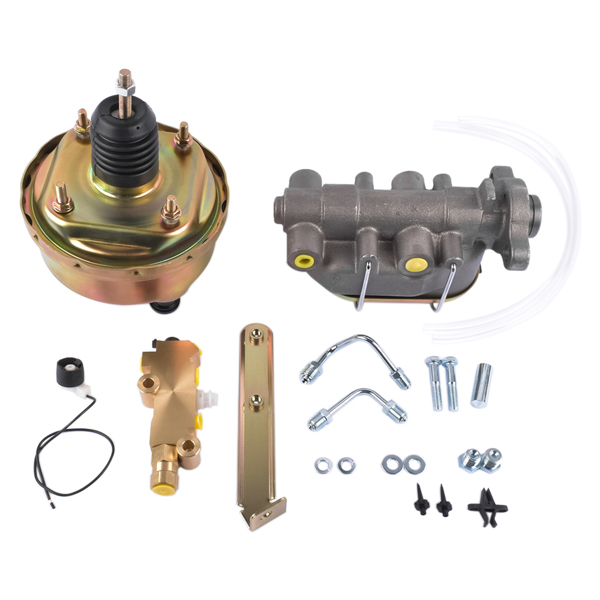 刹车总成 7" Single Zinc Power Brake Booster + 1" Bail Top Master Cylinder + Disc/Drum Proportioning Valve Kit-2