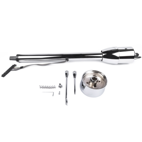 A3-汽车转向柱 30" Chrome Tilt Street Rod Floor Shift Steering Column with Wheel Adapter No Key-14