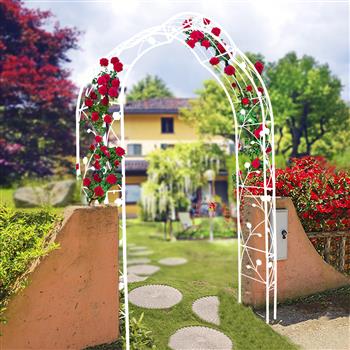 金属花园拱门自由组装，8 种款式花园凉亭棚架攀缘植物支撑玫瑰拱门户外拱门婚礼拱门派对活动拱门奶油白色