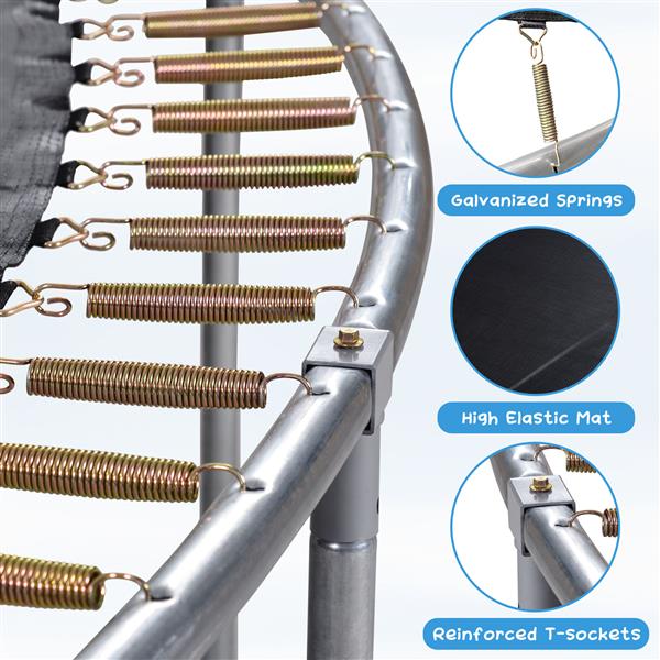 14 英尺儿童蹦床，带安全内围网，易于组装，圆形户外休闲蹦床，稳定性高-9