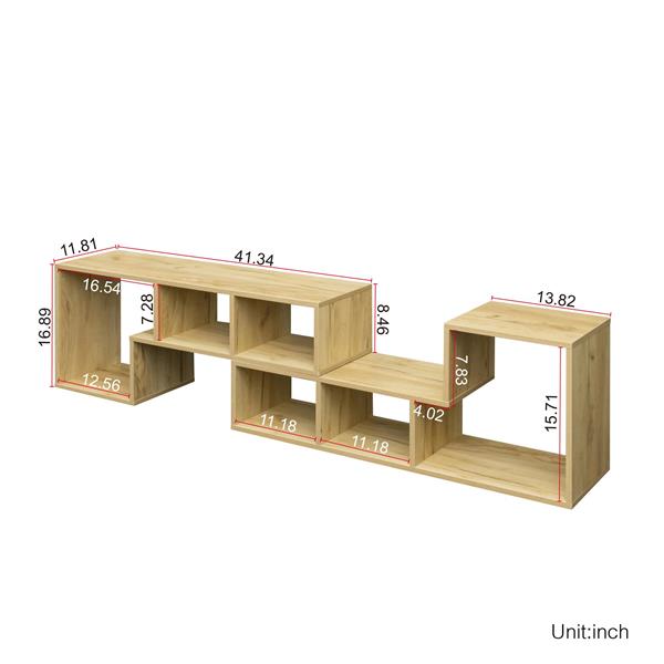 双 L 型橡木电视柜、展示架、书柜，适用于家具，橡木-8