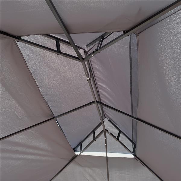 13x10 户外露台凉亭天篷帐篷，带通风双顶和蚊帐（四面可拆卸网状屏幕），适用于草坪、花园、后院和甲板，灰色顶部-8