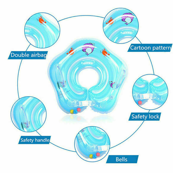 加厚婴幼儿游泳充气脖圈新生宝宝专用双气囊颈项游泳圈-5