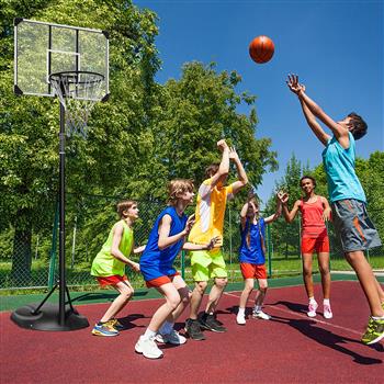 便携式篮球架系统支架高度可调节 7.5 英尺 - 9.2 英尺，配有 32 英寸篮板和轮子，适用于青少年成人室内室外篮球架
