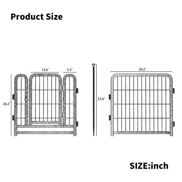 狗狗围栏 8 片 24 英寸高重型狗栅栏小狗围栏适用于大中型犬小型犬室内室外可折叠宠物锻炼围栏-2