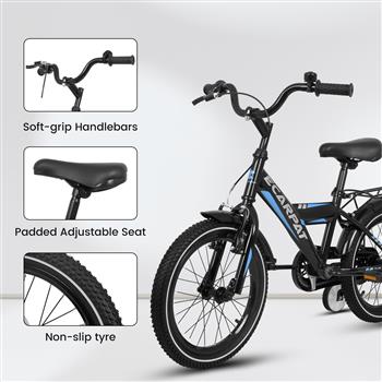 A14115 14 英寸儿童自行车，适合男孩和女孩，配有训练轮，自由式儿童自行车配有挡泥板和车架。