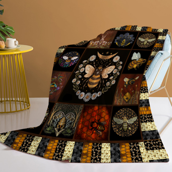 自产法莱绒毛毯   SWFT11364蜜蜂花林130X150cm