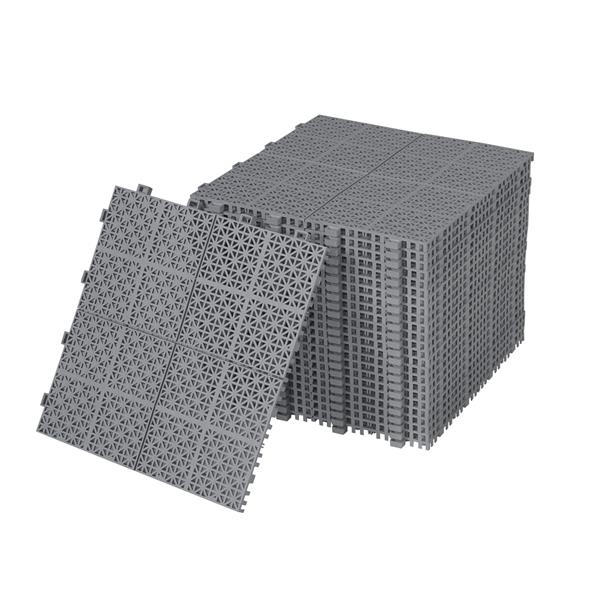 12 x 12 英寸灰色互锁甲板瓷砖塑料防水户外全天候防滑浴室淋浴阳台门廊坚固承重高达 6613 磅，玫瑰花图案 12 件装-1