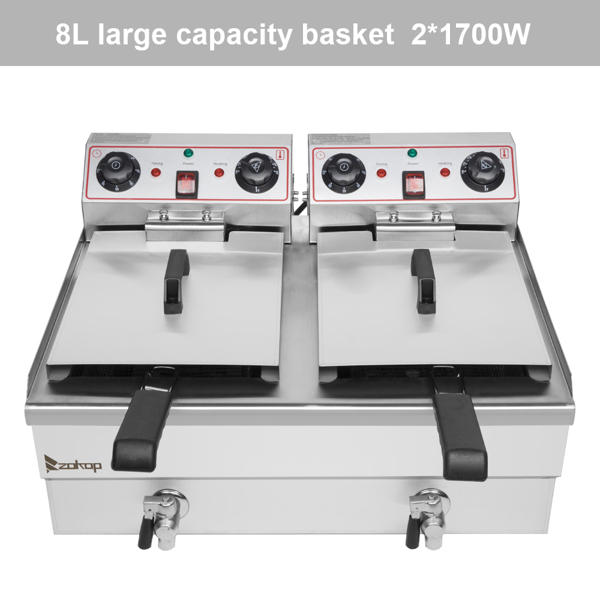  【替换旧编码30593745】美规 EH102V 110V 110V,3400W 24.9quart/23.6L 电炸锅 银色 不锈钢 双缸/定时/调温/ETL电源线-3