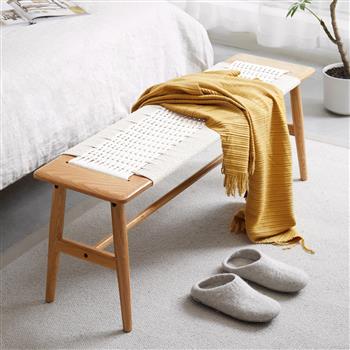 设计天然橡木餐椅床椅适用于餐厅、卧室、浴室（白色）