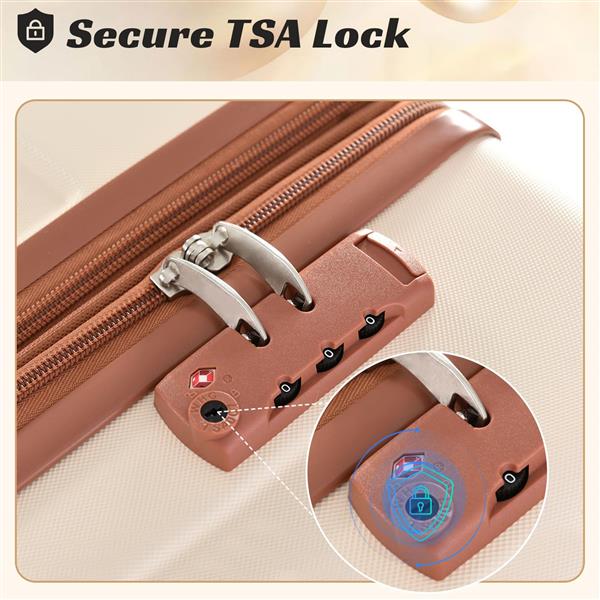 硬壳行李箱套装 3 件套拉杆箱 带 TSA Lock 轻便 20''24''28''-21