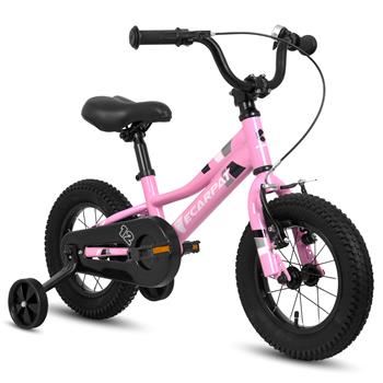 儿童自行车 12 英寸车轮，1 速男孩女孩儿童自行车，适合 2 - 4 岁，带可拆卸训练轮婴儿玩具，前 V 型制动器，后保持制动器