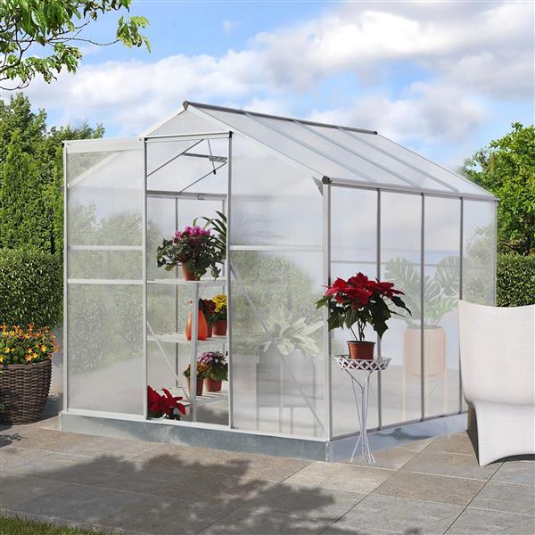 聚碳酸酯温室，6 英尺 x 8 英尺重型步入式植物园温室，适用于后院/户外-2