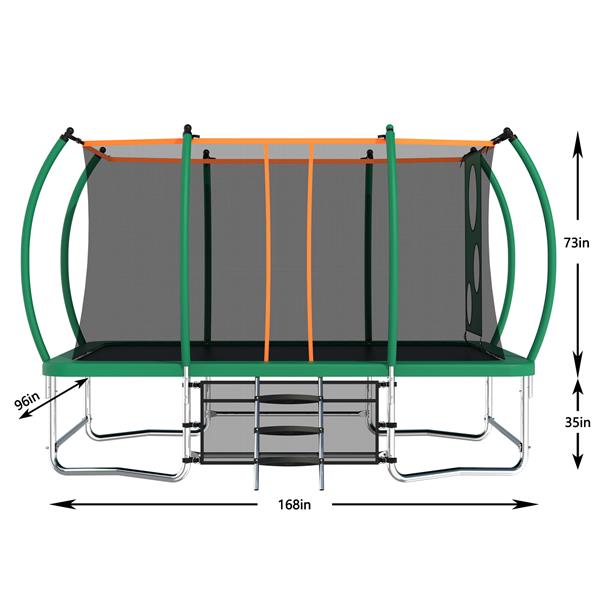 8X14 英尺户外方形蹦床，适合儿童和成人，长方形翻滚蹦床-6