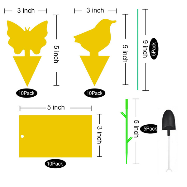 20个装20*10cm（配扎丝）双面粘虫板诱虫板黄板大棚茶园果园温室园艺黏虫防虫-2