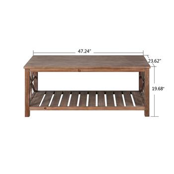 47 英寸现代咖啡桌带储物架，农舍矩形客厅中心桌，适合小空间（古董棕色）