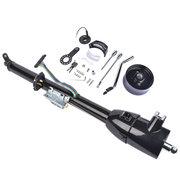 A3- 汽车转向柱 32" Black Stainless Automatic Tilt Steering Column Shift with Key, Adapter-7