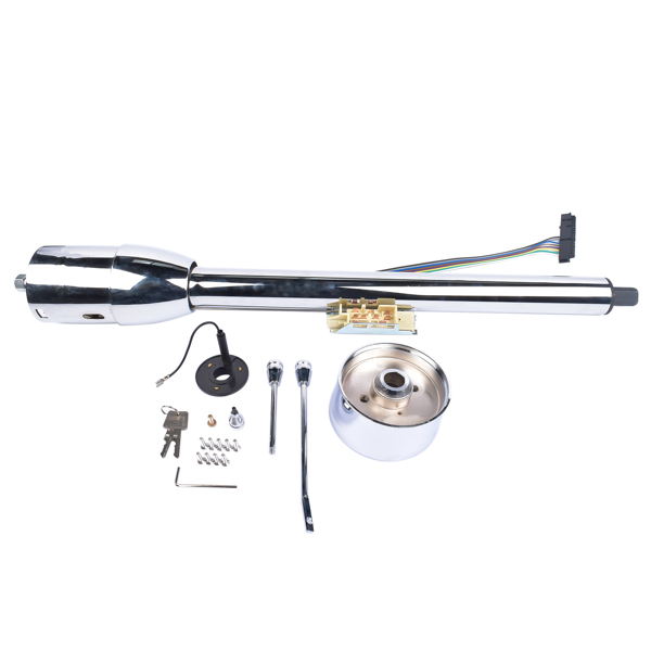 A3- 汽车转向柱 Chrome 30" Manual Tilt Steering Column Floor Shift GM Universal w/ Key+Adapter-7