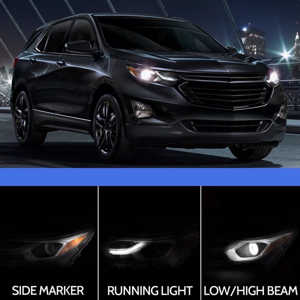 FBA仓发货，2018-2021 Chevy Equinox 美版 LED+卤素大灯 黑框白罩橙反射器，不含灯泡，左-6