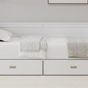 双人实木沙发床，带两个抽屉，适合儿童青少年宿舍卧室多功能客房或家庭，白色