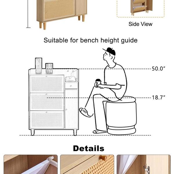 现代简约收纳柜MDF床头柜日式藤编鞋柜小型家居家具。适用于过道、客厅-20