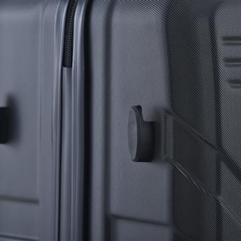 3 件套行李箱套装 ABS 轻型行李箱，带两个挂钩、万向轮、TSA 锁，（20/24/28）黑色