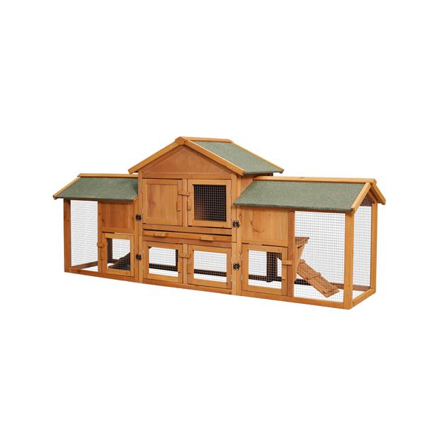 79.5 Inch Extra Large Rabbit Cage with 2 Runs, Small Animal Habitat for Guinea Pigs, Hamsters, Removable Tray, Double Waterproof Roof, Pet Supplies, Poultry Fence - 12