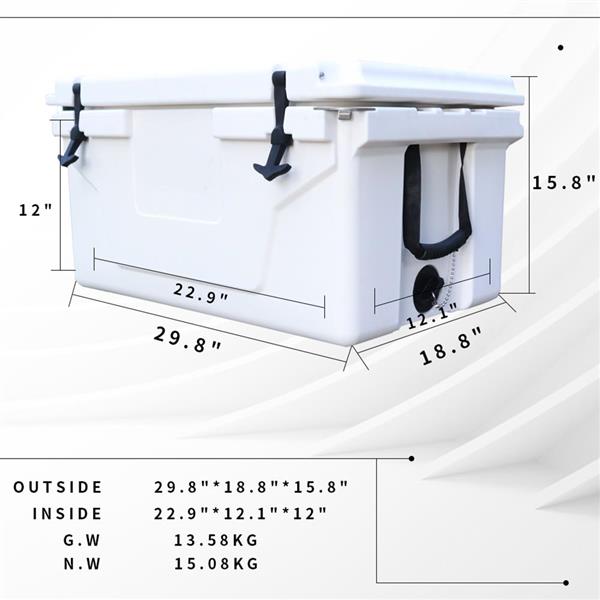 白色户外露营野餐钓鱼便携式冷藏箱 65QT 便携式保温冷藏箱-21