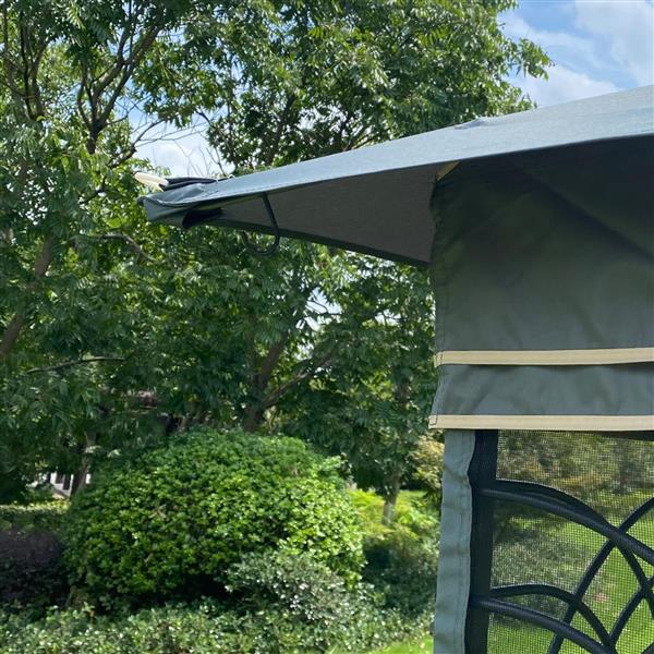 13x10 户外露台凉亭天篷帐篷，带通风双顶和蚊帐（四面可拆卸网状屏幕），适用于草坪、花园、后院和甲板，灰色顶部-12