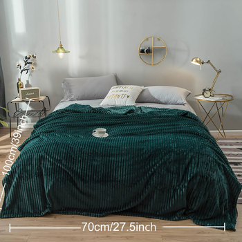 纯色条纹法兰绒毯 FS509墨绿 70cmx100cm