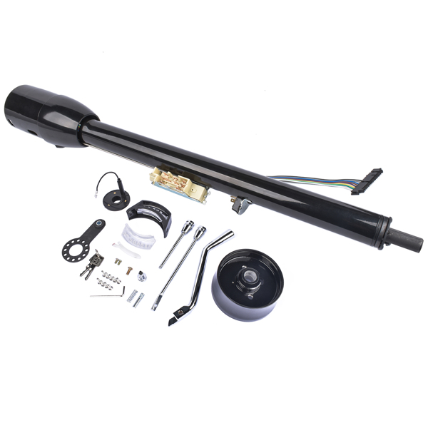 A3- 汽车转向柱 32" Black Stainless Automatic Tilt Steering Column Shift with Key, Adapter-3