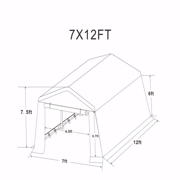 7x12 英尺户外便携式凉亭储物棚，带 2 个卷帘拉链门和通风口车棚，适用于摩托车防水防紫外线防雪便携式车库套件帐篷，沙色-5