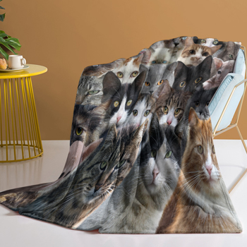 自产法莱绒毛毯   SWFT8992猫头合集  130X150cm