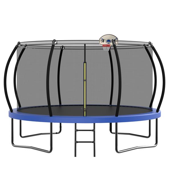 12 英尺休闲蹦床，带围栏，适合儿童成人使用，经 ASTM 认证，户外蹦床，带风桩和梯子，适合儿童 Apex 系列，12 英尺蹦床-16